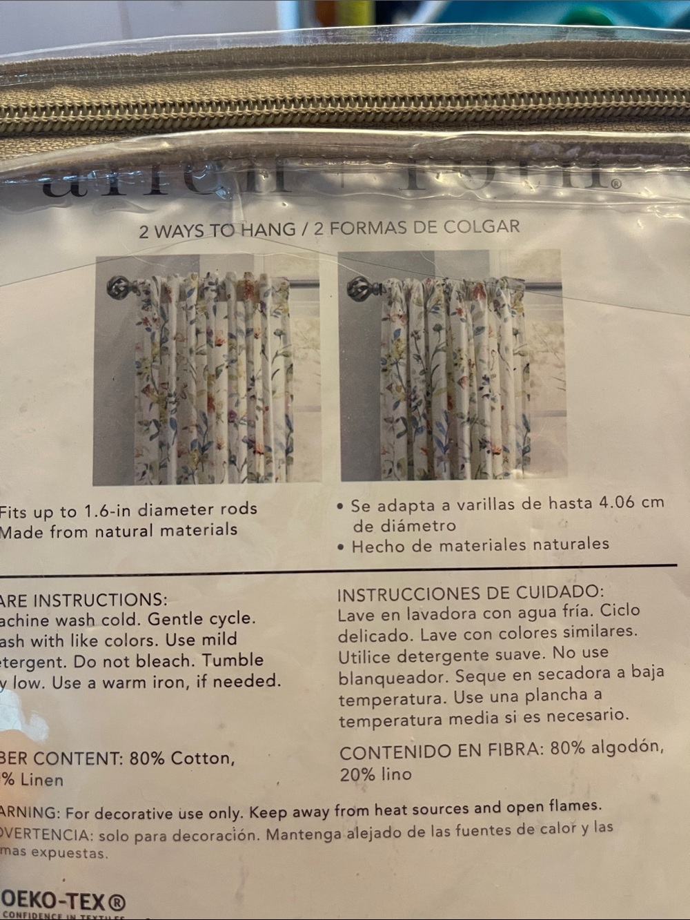 allen + roth Floral Light-Filtering Curtain Panels - Multicolor - Picture 6 of 8